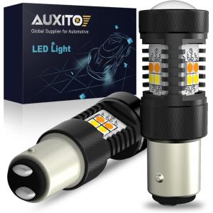 imageAUXITO 1157 Switchback LED Turn Signal Light Bulbs 2057 2357 7528 BAY15D P215W WhiteAmber Dual Color 3030SMD Chipsets with Projector for Turn Signal Blinker Parking Daytime Running Lights