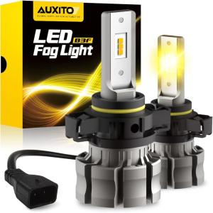 imageAUXITO 5202 LED Fog Light Bulbs 6500K Cool White 6000 Lumen Plug And Play 300 Brighter 5201 PS19W 12085 PS24W Daytime Running Lights Replacement Pack of 23000K Yellow
