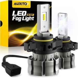 imageAUXITO 5202 LED Fog Light Bulbs 6500K Cool White 6000 Lumen Plug And Play 300 Brighter 5201 PS19W 12085 PS24W Daytime Running Lights Replacement Pack of 26500K White