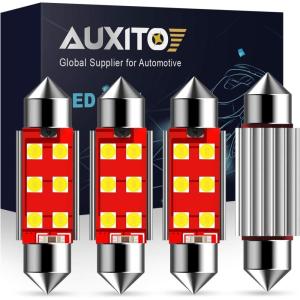 imageAUXITO 578 LED Bulb White 41mm 42mm 2122 2112 578 Festoon LED Bulbs CANBUS Error Free 3030 Chipsets 6000K Xenon White for Car Interior Map Dome Courtesy Marker License Plate Lights Pack of 4