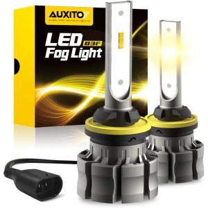 imageAUXITO 880 LED Fog Light Bulbs 6000LM 6500K Cool White Light 300 Brightness 885 893 899 Led Fog Lights CSP LED Chips DRL Replacement for Cars Pack of 2Golden Yellow
