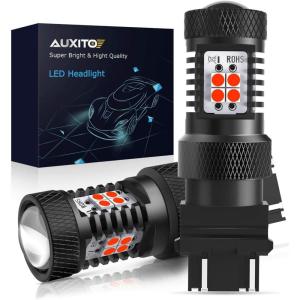 imageAUXITO Brilliant Red 3056 3057 3156 3157 14SMD 3030 Chipsets LED Bulbs with Projector for Brake Light Tail Light Turn Signal Blinkers Pack of 2Brilliant Red