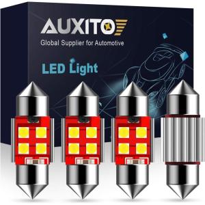 imageAUXITO CANBUS Error Free 4SMD 3030 Chipset 31mm 125 inch DE3175 DE3021 Festoon 6000K Xenon White LED Bulbs Replacement for Interior Map Dome Marker License Plate LightsPack of 4