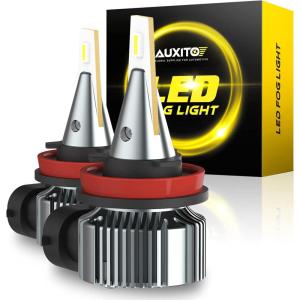 imageAUXITO H11 H8 H16 LED Fog Light Bulb 400 Brightness Super Bright 6500K Cool White Plug and Play Fanless H11 Halogen Replacement Fog lights DRL Bulbs for Vehicle Pack of 2