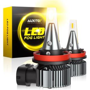 imageAUXITO H8 H11 H16 LED Fog Light Bulbs 3000K Amber Yellow Strong Penetrating Power Long Lifespan Plug and Play Canbus Error Free Halogen Replacement DRL Bulbs for Rainy Snowy Foggy 2 Pack