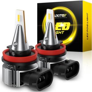 imageAUXITO Upgraded H11 H8 H16 Yellow LED Fog Light Bulbs 700 Brighter 3000K Golden Yellow Light with CSP LED Chips Mini Size Plug and Play for Fog Lights and Daytime Running LightsDRL Pack of 2