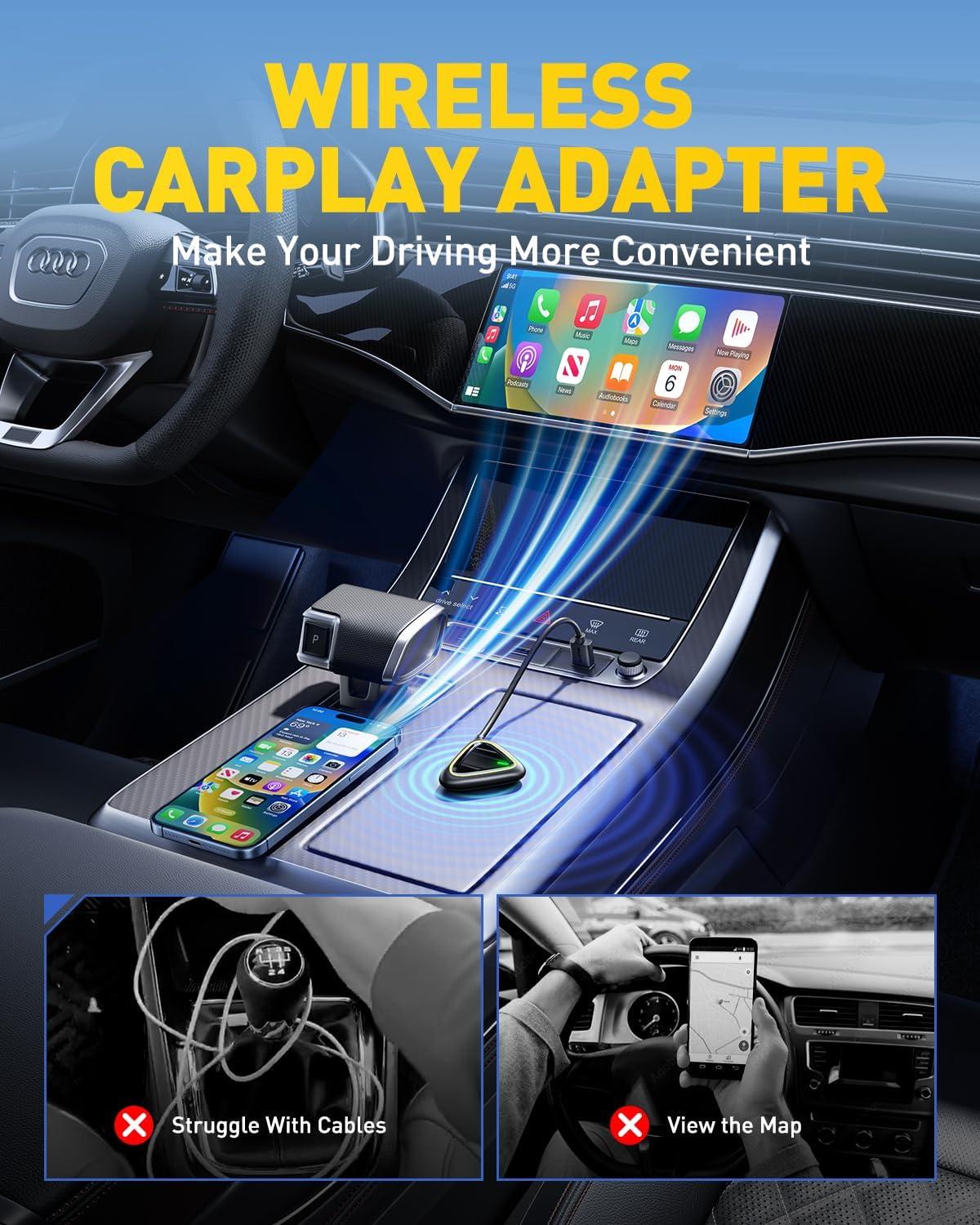 imageWireless CarPlay Adapter for Apple CarPlay Upgrade Factory Wired Carplay to Wireless Plug ampamp Play No Latency for iPhone iOS 10 and Cars from 2015black