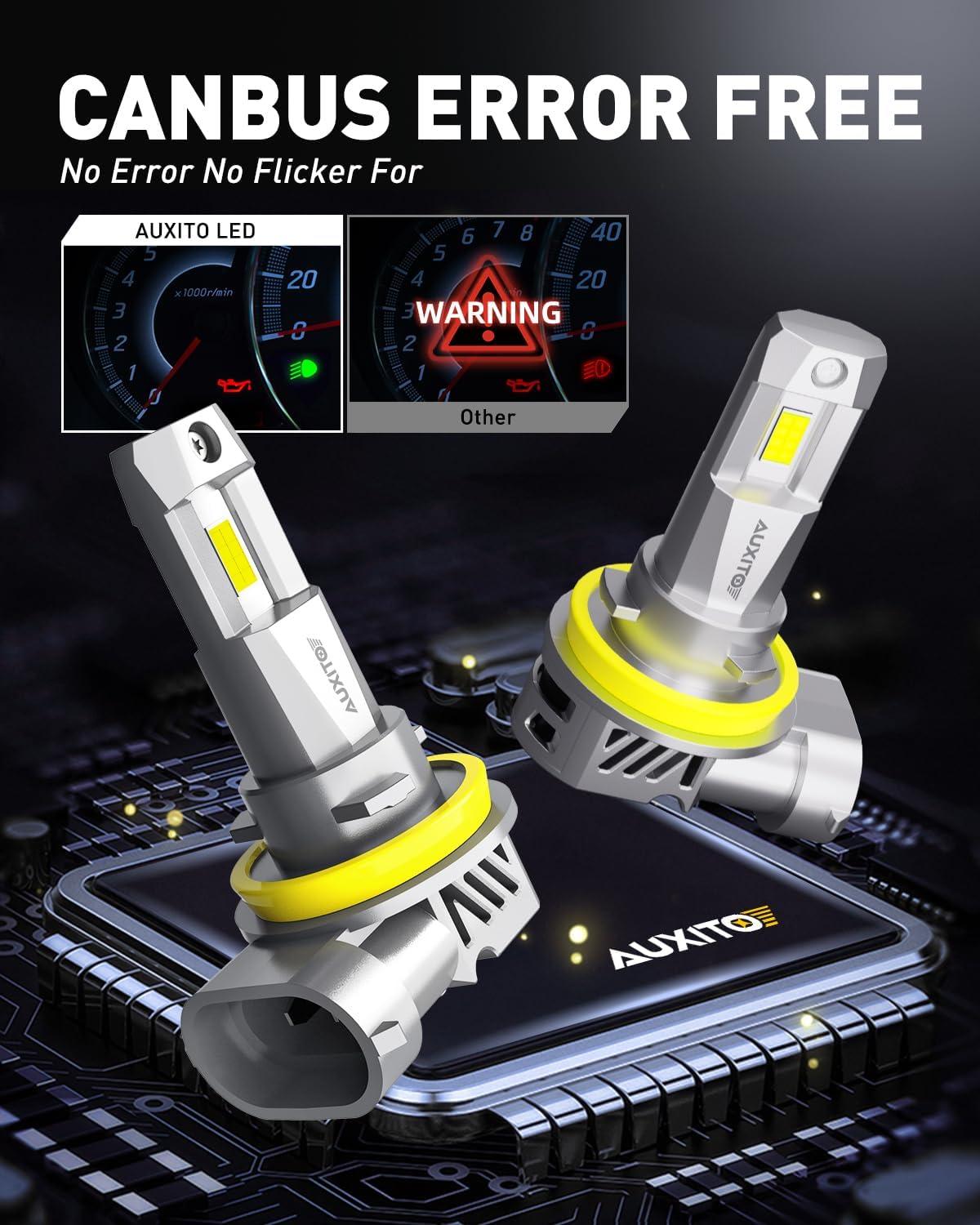 imageAUXITO H8 H9 H11 Light Bulbs Direct H11 Replacement 30000LM Fog Light Mini Size Pack of 2