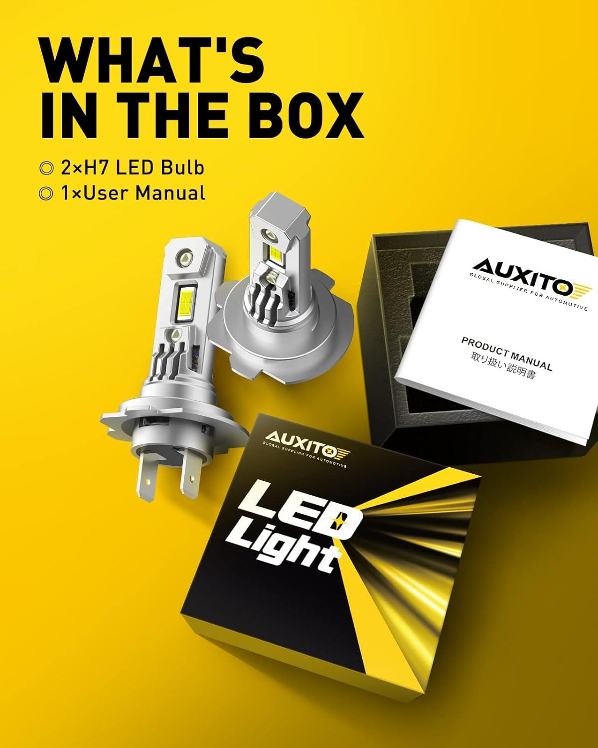 imageAUXITO UpgradedH7 LED Bulbs 350 Brighter 6500K White 11 Mini Size No Adapter Required NonPolarity AllinOne H7ll Fog Light Bulb Plug and Play Pack of 2