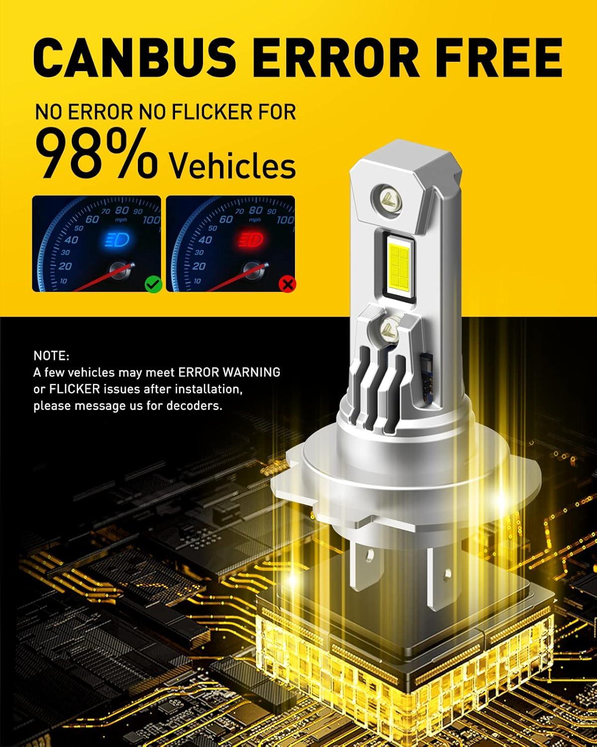 imageAUXITO UpgradedH7 LED Bulbs 350 Brighter 6500K White 11 Mini Size No Adapter Required NonPolarity AllinOne H7ll Fog Light Bulb Plug and Play Pack of 2