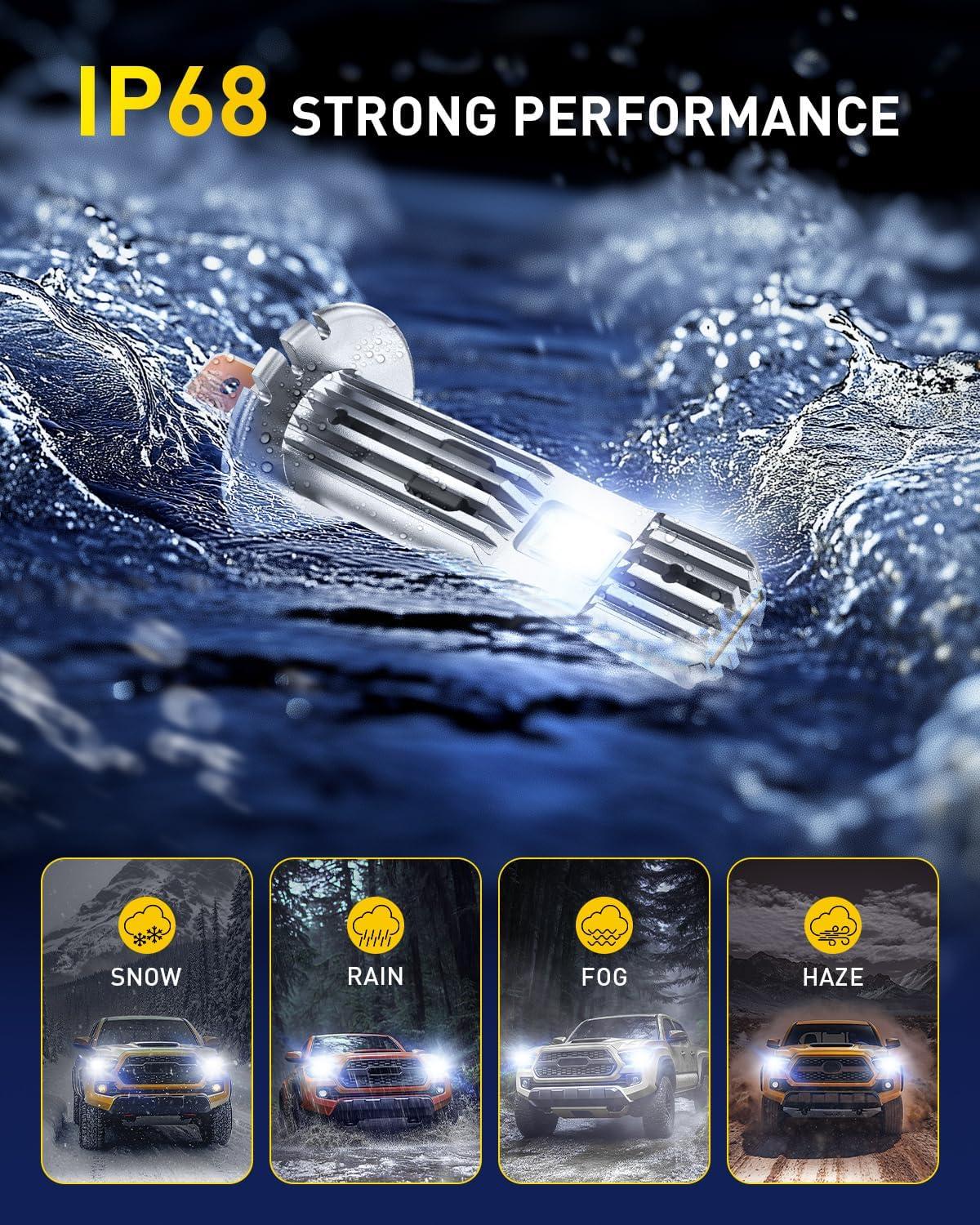 imageAUXITO H1 LED Bulbs 600 UltraBright 6500K White No Adapter Required Easy install Long Lifespan No Flicker 99 Compatibility Pack of 2H1