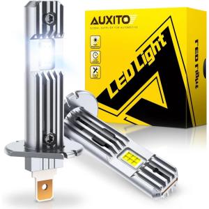 imageAUXITO H1 LED Bulbs 600 UltraBright 6500K White No Adapter Required Easy install Long Lifespan No Flicker 99 Compatibility Pack of 2H1