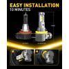 imageAUXITO 9005HB3 H11H8H9 LED Bulbs Combo 50000LM Bright 6500K Cool White 120W Fanless Fog Light Bulbs Pack of 4