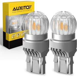 imageAUXITO Upgraded 7443 LED Bulbs Turn Signal Lights Amber Yellow 400 Brighter 7440 7444 7441 W21W LED Amber Lights for Blinker Signal Lights Parking Light Side Marker Light Pack of 2