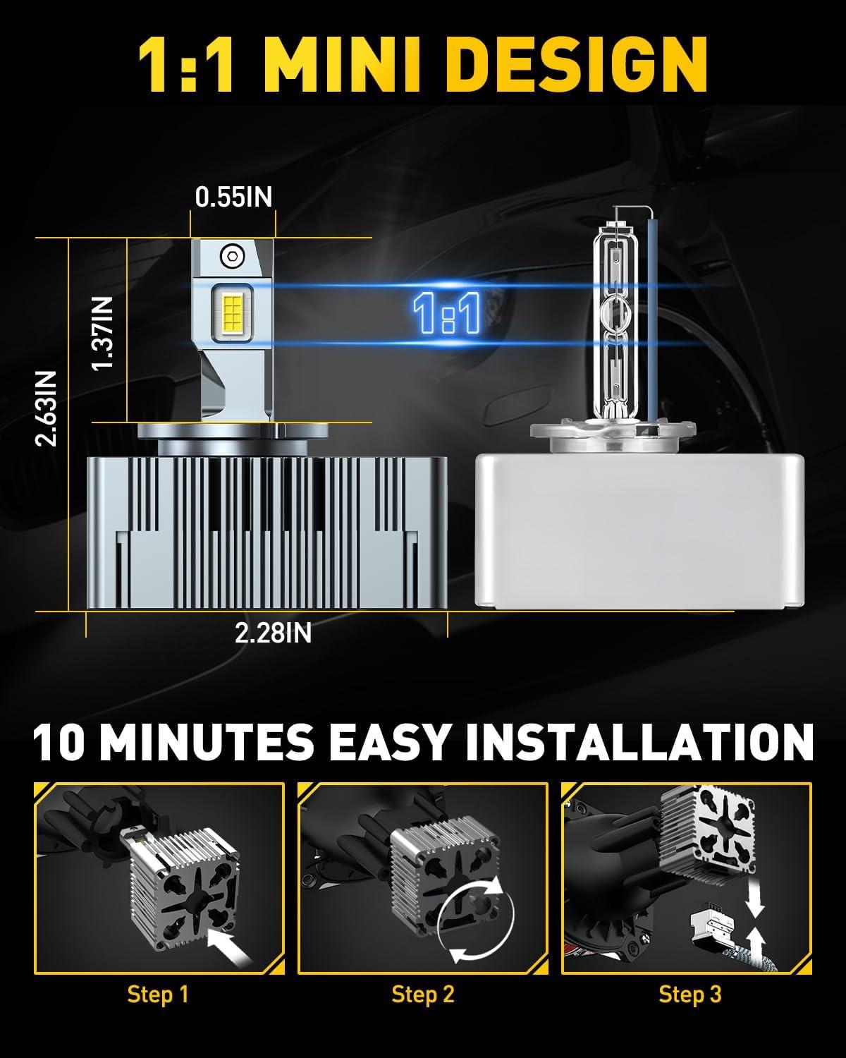 imageAUXITO H49003 Bulbs 40000LM 900 Brighter 6500K Cool White Upgraded Fanless Design Fog Light Bulbs with Copper Base ErrorFree PlugNPlay Pack of 2D5S