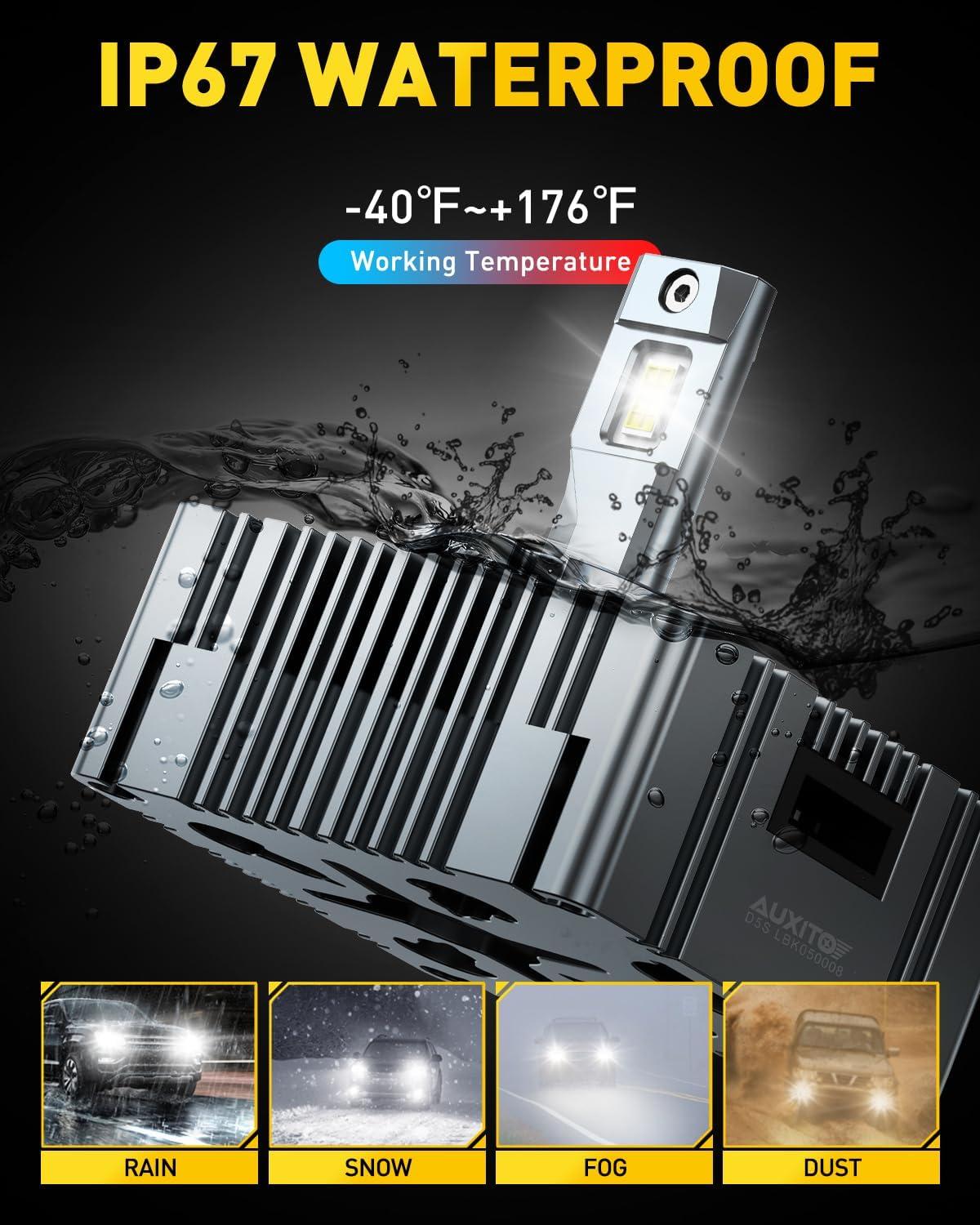 imageAUXITO H49003 Bulbs 40000LM 900 Brighter 6500K Cool White Upgraded Fanless Design Fog Light Bulbs with Copper Base ErrorFree PlugNPlay Pack of 2D5S