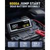 imageAUXITO Jump Starter 8000A Portable Car Battery Jump Starter with Large LCD Display Jump Cable with Smart Clamps Power Bank Emergency Flashlight for Cars Heavy Duty Jumper Box for Car Battery