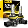 imageAUXITO H11H8H16 LED Fog Light Bulbs 6500K Cool White Light 900 Brightness Nonpolarity Play and Plug Pack of 2Cool White