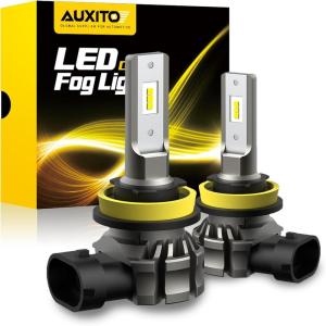 imageAUXITO H11H8H16 LED Fog Light Bulbs 6500K Cool White Light 900 Brightness Nonpolarity Play and Plug Pack of 2Cool White