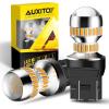 imageAUXITO 3157 LED Bulb White Reverse Lights Super Bright 3156 3056 3057 4157 3047 4057 3457 4114 LED Bulb with Projector for Backup Reverse DRL Signal Parking Brake Tail Lights Pack of 2Amber Yellow