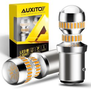 imageAUXITO 3157 LED Bulb White Reverse Lights Super Bright 3156 3056 3057 4157 3047 4057 3457 4114 LED Bulb with Projector for Backup Reverse DRL Signal Parking Brake Tail Lights Pack of 2Amber Yellow