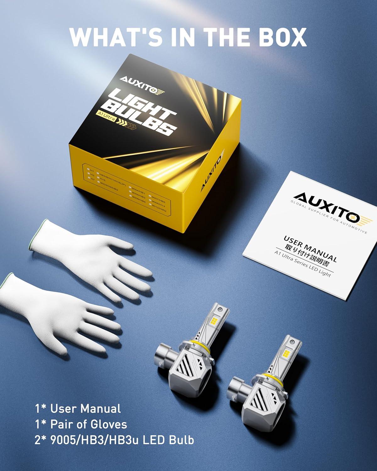 imageAUXITO H7 Bulbs 900 h7ll LED Super Bright Mini Size Plug N Play Long Lifespan 2PCS9005HB3