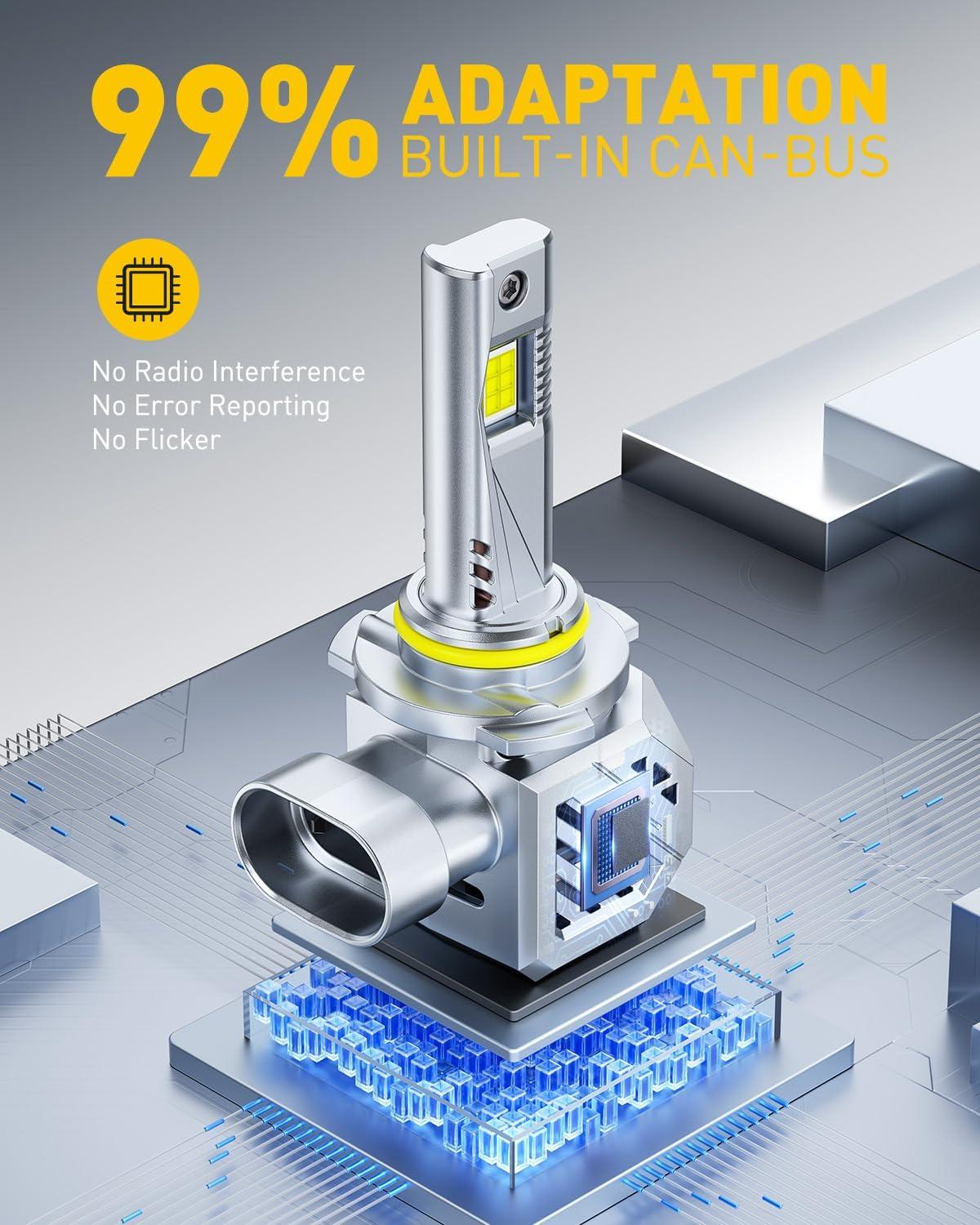 imageAUXITO H7 Bulbs 900 h7ll LED Super Bright Mini Size Plug N Play Long Lifespan 2PCS9005HB3