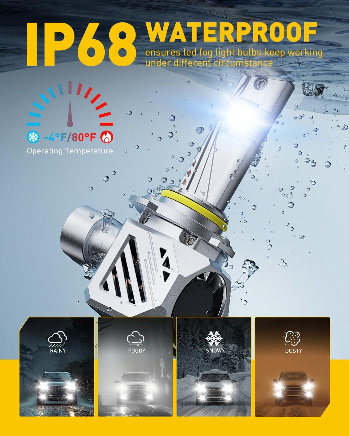 imageAUXITO H7 Bulbs 900 h7ll LED Super Bright Mini Size Plug N Play Long Lifespan 2PCS9005HB3