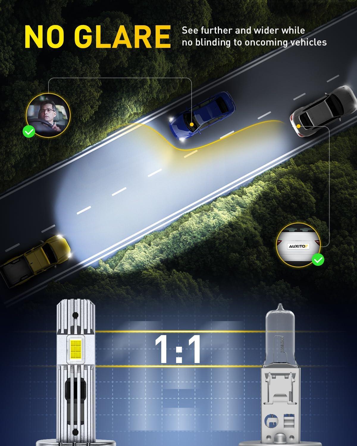 imageAUXITO H7 Bulbs 900 h7ll LED Super Bright Mini Size Plug N Play Long Lifespan 2PCSH1