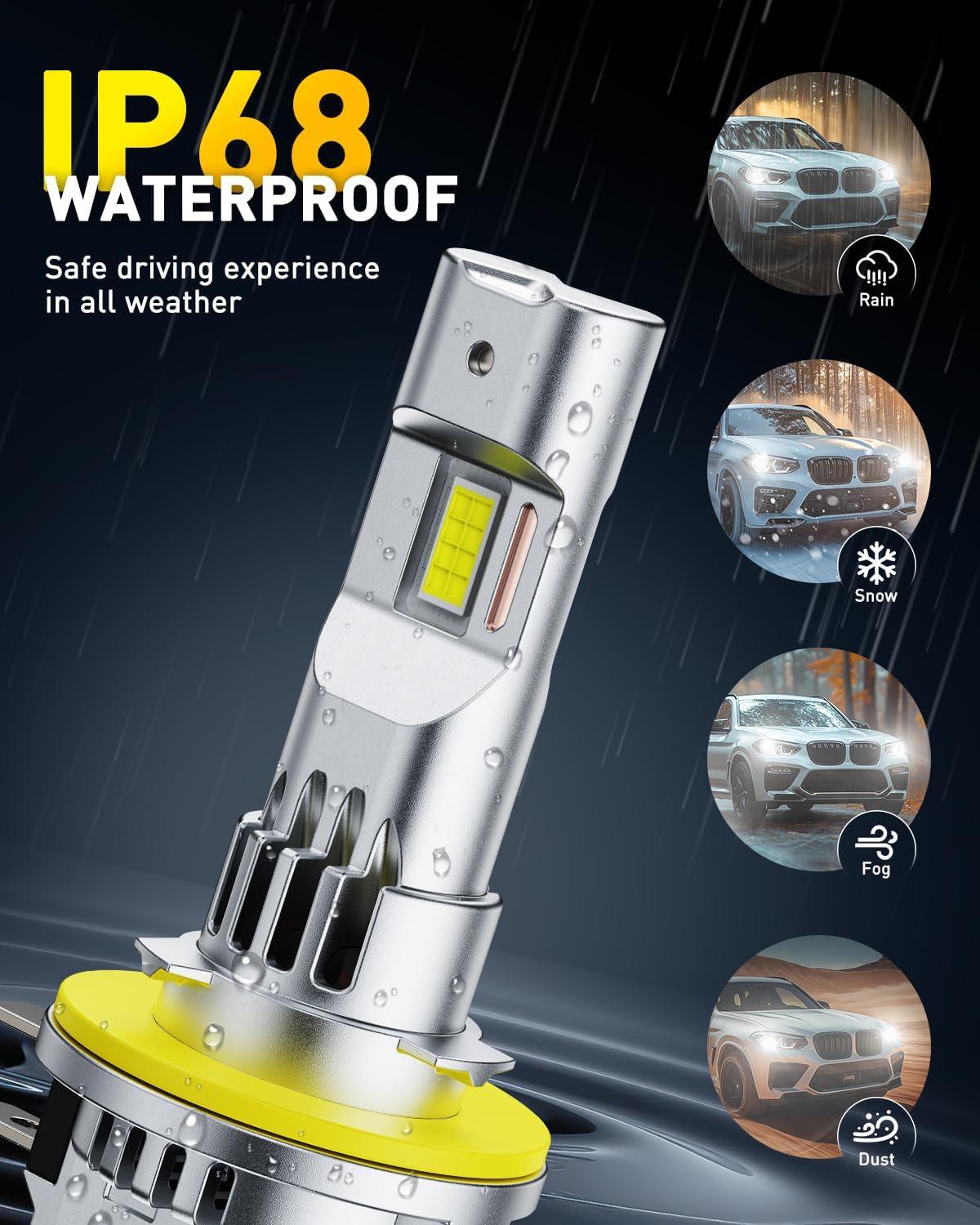 imageAUXITO H7 Bulbs 900 h7ll LED Super Bright Mini Size Plug N Play Long Lifespan 2PCSH11B