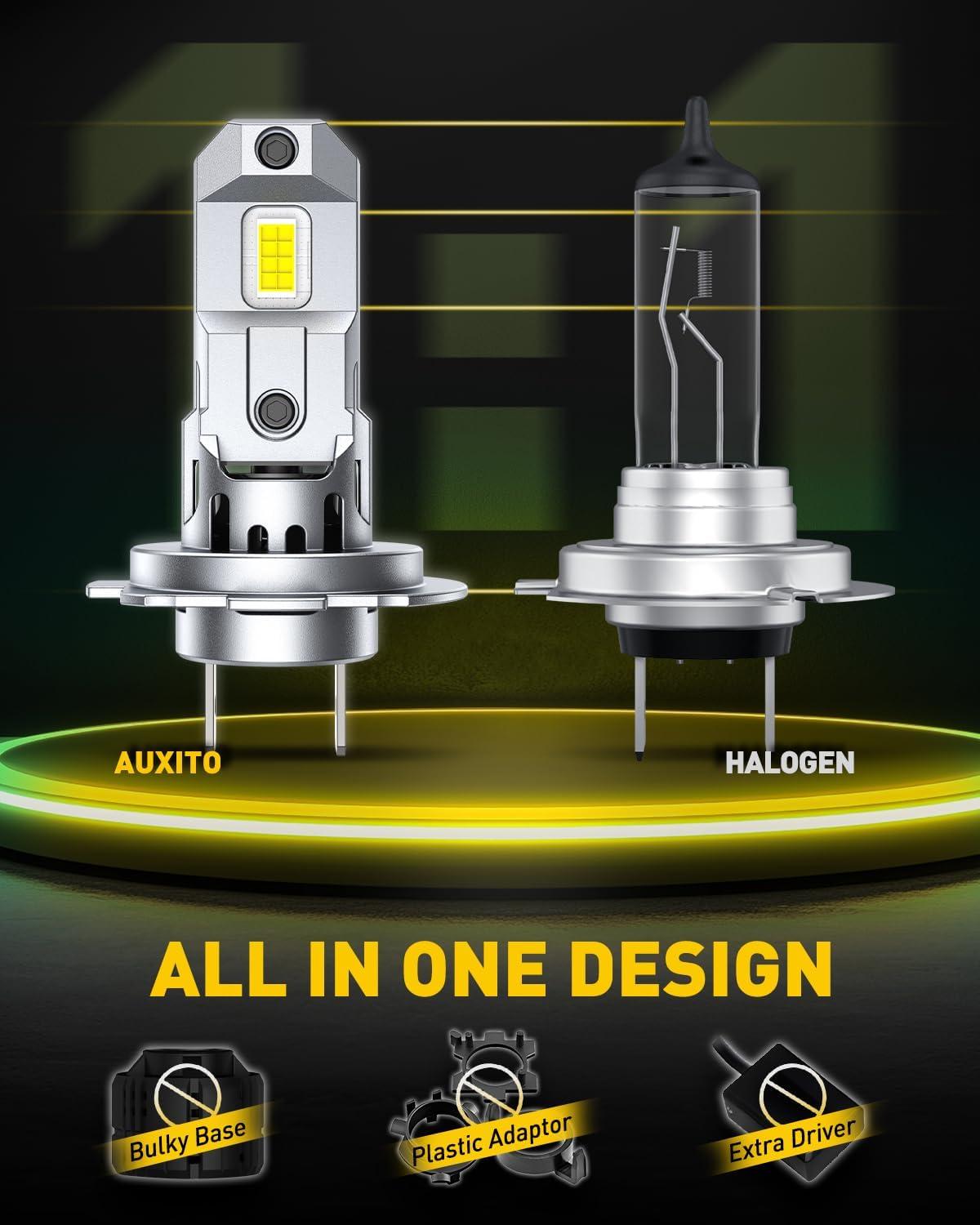 imageAUXITO H7 Bulbs 900 h7ll LED Super Bright Mini Size Plug N Play Long Lifespan 2PCSH7