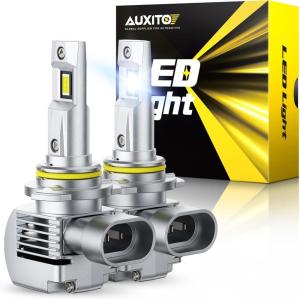 imageAUXITO 9005 Bulbs 44000LM 6500K Cool White Direct Replacement HB39005 Light Bulbs with Cooling Fan Plug and Play CANbus Ready No Flicker Pack of 29005