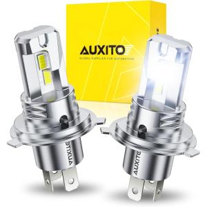 imageAUXITO H4 LED Bulbs 9003 HB2 HiLow Beam 40000LM 900 Super Brighter 6500K Cool White Plug and Play AntiGlare Safe Driving Light Pack of 2