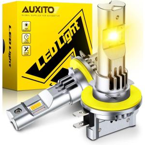 imageAUXITO Upgraded H11B Bulb  900 Brighter 3000K Amber Yellow Light Direct Fit Mini Size HassleFree Plug ampamp Play Extended Lifespan FlickerFree Operation Pack of 2