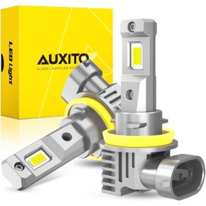 imageAUXITO H11 LED Yellow Fog Light Bulbs or DRL 600 Super Brighter 3000K Amber Yellow Light H8 H16 Fog Lights Replacement for Cars Nonpolarity Pack of 2H8H11H16