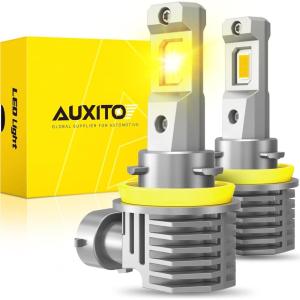 imageAUXITO H11H8H16 Yellow LED Fog Light Bulbs 800 Brightness 3000K Amber Yellow Driving Fog lights 11 Mini Size Front Fog Lamps Nonpolarity Play and Plug Pack of 2H11H16H8 Yellow