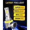 imageAUXITO H11 H8 H16 LED Yellow Fog Light Bulbs 3000K Amber Yellow Light 900 Brightness Truly Mini Size Fog Lights Replacement for Cars Play and Plug Pack of 2H11H16H8 Yellow