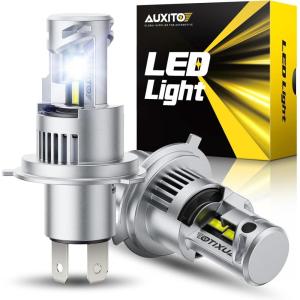 imageAUXITO H4 Light Bulbs Combo 900 Super Brighter 6500K Cool White 11 Mini Halogen Size 9003 Light Plug and Play Pack of 29003H4