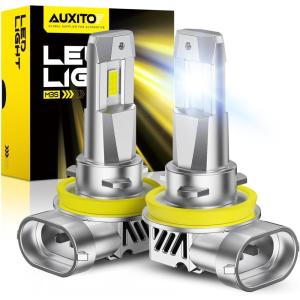 imageAUXITO H7 Bulb  600 Brighter Output 6500K Bright White Simple Plug ampamp Play 60000Hr Long Lifespan Pack of 2H11H8H9