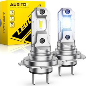imageAUXITO H1H1ll Bulbs 10X Brightness 6500K Cool White Exact Halogen Dimensions H1 Fog Light Application NoModification Plug ampamp Play Pack of 2H7