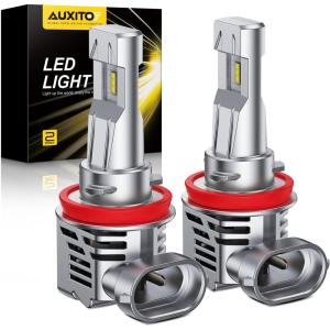 imageAUXITO H11 LED Bulbs 30000LM Per Set 6500K Xenon White Mini Size Wireless LED Light Bulbs Pack of 2