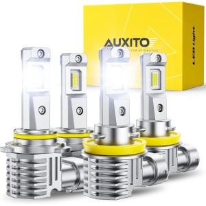 imageAUXITO H1 LED Bulb 600 Brighter 11 Mini Size No Adapter Needed 5 Min Quick Install No Flicker 99 Compatibility Pack of 29005H11