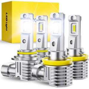 imageAUXITO H11 9005 LED Bulbs 900 Brighter HB3 H8 H9 Light Bulbs Plug N Play Long Lifespan No Flicker 99 Compatibility 4PCS9005H11