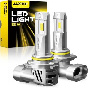 imageAUXITO Latest 9005HB3 Light Bulbs Ultra Brightness 11 Halogen Size 6500K Cool White 20Year Long Service Life Fog Light with Cooling Fan Plug and Play Pack of 2