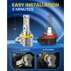 imageAUXITO H11 LED Fog Lights 1000 Brighter 6500K White 11 Mini Size No Adapter Needed 3 Min Quick Install No Flicker 99 Compatibility Pack of 2