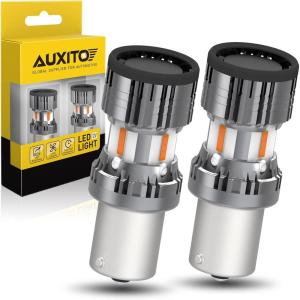 imageAUXITO 2025 Upgraded 7507 PY21W BAU15S LED Bulbs Amber Yellow 4000LM Extremely Bright with Fan for Turn Signal Light Bulbs 2641A 12496 7507AST No Hyper Flash LED Replacement Bulbs Pack of 27507BAU15S150