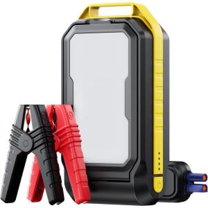 imageAUXITO 3in1 6000A Car Jump Starter 4000LM LED Camping Light 12000mAh Portable Power Bank USB Ports Suitable for 12V Vehicles Up to 105L Gas10L Diesel with Smart Jumper Cables