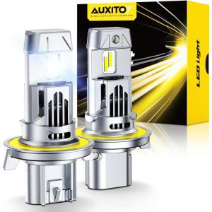 imageAUXITO 9008 H13 Bulbs 900 Brighter 6500K White Illumination Factory Halogen Size Match Simple Plug and Play 99 Vehicle Compatible Pack of 2H139008