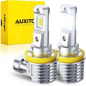 imageAUXITO 9008 H13 Bulbs 900 Brighter 6500K White Illumination Factory Halogen Size Match Simple Plug and Play 99 Vehicle Compatible Pack of 2H8H11H9