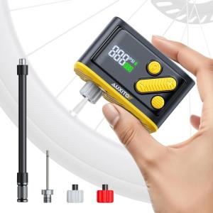 imageAUXITO AB1 Tiny Bike Pump Mini Electric Bicycle Pump with Guage 20s Fast Inflate 120PSI Bike Tire Pump with Presta amp Schrader Valve Adaptor Bike Accessories for Road Mountain Bike EBike 048lbA101